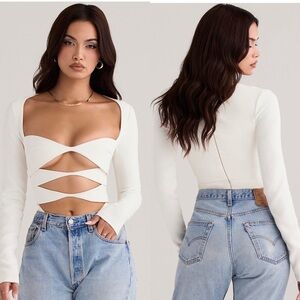 House‎ of CB Danica White Cutout Bodysuit Womens Size Large
